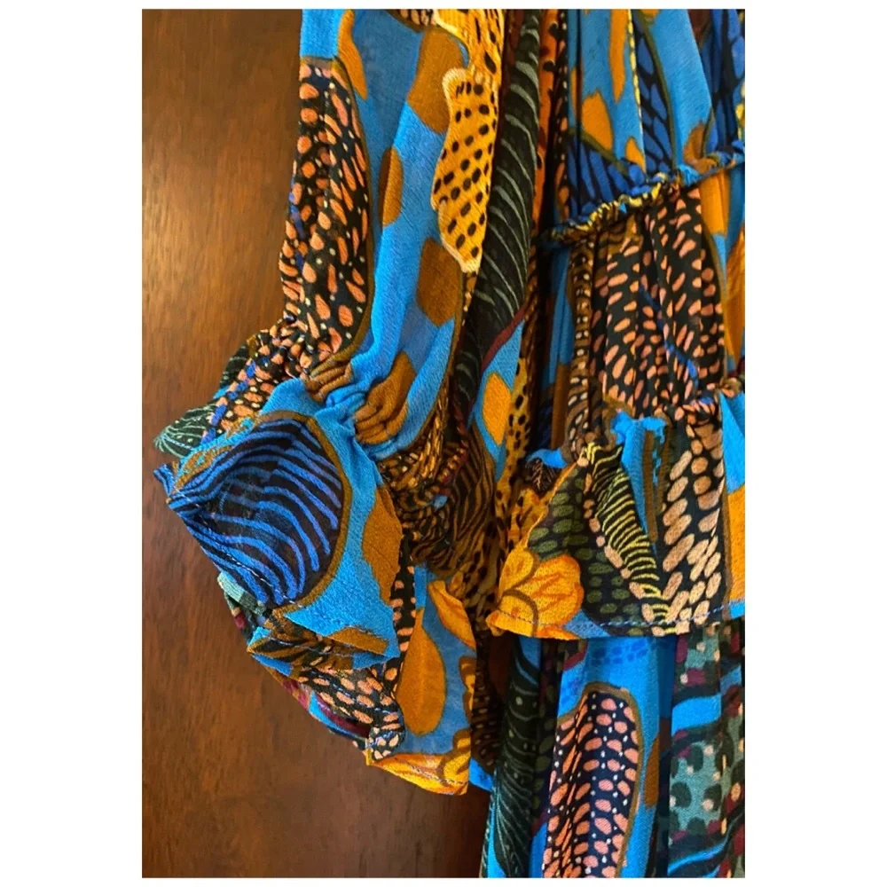 FARM Rio Blue and Orange Floral Maxi Dress - Picture 10 of 14